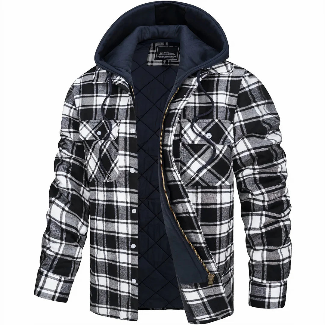 Julian - Checked Hooded Zip-Up Jacket