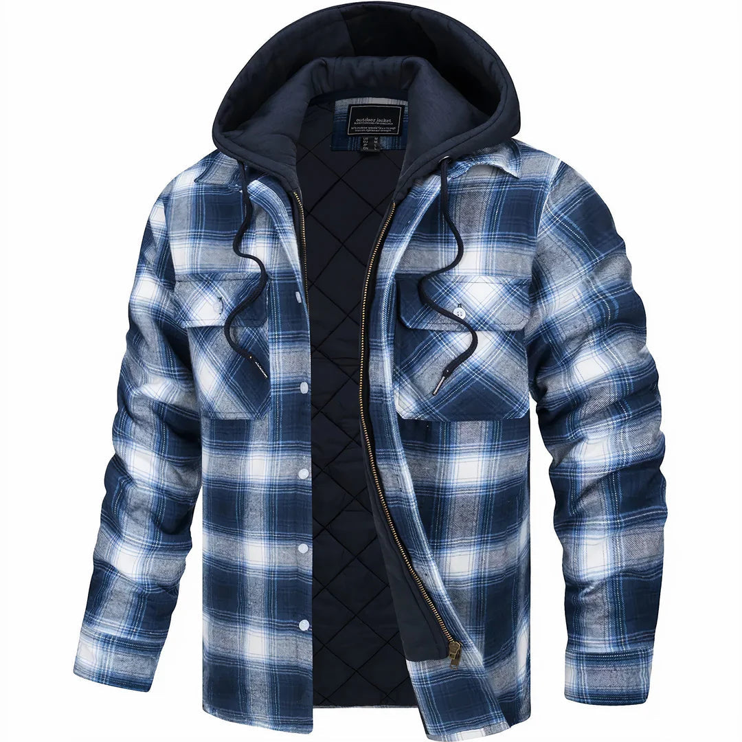Julian - Checked Hooded Zip-Up Jacket
